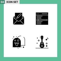 Modern Set of 4 Solid Glyphs and symbols such as compose user envelope engine game Editable Vector Design Elements