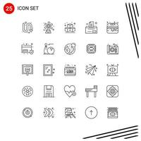 Modern Set of 25 Lines and symbols such as data food windmill fast food business Editable Vector Design Elements