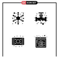 Set of 4 Solid Style Icons for web and mobile Glyph Symbols for print Solid Icon Signs Isolated on White Background 4 Icon Set vector