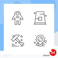 Modern Pack of 4 Icons Line Outline Symbols isolated on White Backgound for Website designing vector