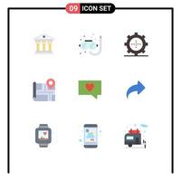 9 User Interface Flat Color Pack of modern Signs and Symbols of message like devices real estate map Editable Vector Design Elements