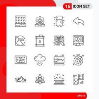 Creative Set of 16 Universal Outline Icons isolated on White Background vector