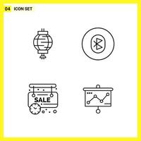 4 Icon Set Simple Line Symbols Outline Sign on White Background for Website Design Mobile Applications and Print Media vector