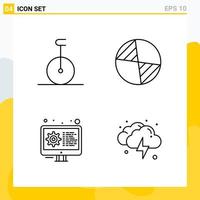 Collection of 4 Universal Line Icons Icon Set for Web and Mobile vector