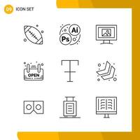 9 Icon Set Line Style Icon Pack Outline Symbols isolated on White Backgound for Responsive Website Designing vector