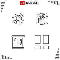 4 Icons Line Style Grid Based Creative Outline Symbols for Website Design Simple Line Icon Signs Isolated on White Background 4 Icon Set vector