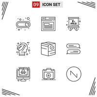 9 Icons Line Style Grid Based Creative Outline Symbols for Website Design Simple Line Icon Signs Isolated on White Background 9 Icon Set vector