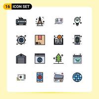 16 User Interface Flat Color Filled Line Pack of modern Signs and Symbols of iot internet tool bulb card Editable Creative Vector Design Elements