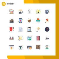 Pictogram Set of 25 Simple Flat Colors of success awards security achieve timer Editable Vector Design Elements