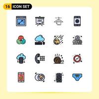 Modern Set of 16 Flat Color Filled Lines Pictograph of computing color service rgb video Editable Creative Vector Design Elements