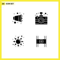 Mobile Interface Solid Glyph Set of 4 Pictograms of audio rise speaker media budget Editable Vector Design Elements