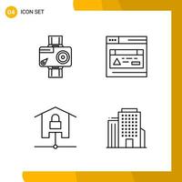 4 Icon Set Line Style Icon Pack Outline Symbols isolated on White Backgound for Responsive Website Designing vector