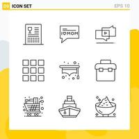 colección de 9 iconos de línea universal conjunto de iconos para web y móvil vector