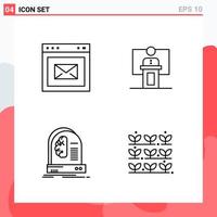 Collection of 4 Vector Icons in Line style Modern Outline Symbols for Web and Mobile Line Icon Sign Isolated on White Background 4 Icons