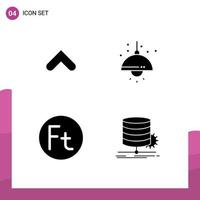 4 Thematic Vector Solid Glyphs and Editable Symbols of arrow forint sign lump hungary Editable Vector Design Elements