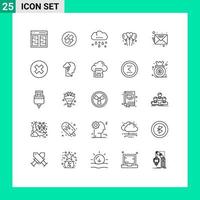 Set of 25 Modern UI Icons Symbols Signs for heart love connection bloone rainy Editable Vector Design Elements