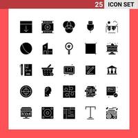 25 Icon Pack Solid Style Glyph Symbols on White Background Simple Signs for general designing vector