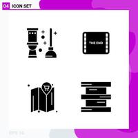 Solid Icon set Pack of 4 Glyph Icons isolated on White Background for Web Print and Mobile vector