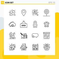 Collection of 16 Universal Line Icons Icon Set for Web and Mobile vector