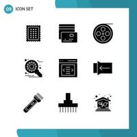 Pictogram Set of 9 Simple Solid Glyphs of interface setting camera optimization customize Editable Vector Design Elements