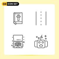 4 iconos creativos para el diseño moderno de sitios web y aplicaciones móviles receptivas 4 símbolos de contorno signos sobre fondo blanco paquete de 4 iconos vector