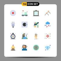 Flat Color Pack of 16 Universal Symbols of electric connector interior charge avatar Editable Pack of Creative Vector Design Elements