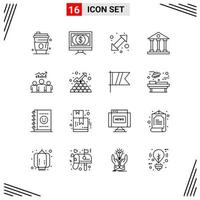 16 Icons Line Style Grid Based Creative Outline Symbols for Website Design Simple Line Icon Signs Isolated on White Background 16 Icon Set vector