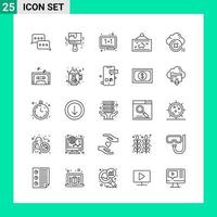 Pack of 25 Line Style Icon Set Outline Symbols for print Creative Signs Isolated on White Background 25 Icon Set vector