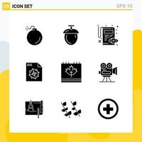 Collection of 9 Universal Solid Icons Icon Set for Web and Mobile vector