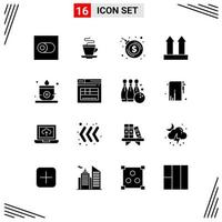 16 Icons Solid Style Grid Based Creative Glyph Symbols for Website Design Simple Solid Icon Signs Isolated on White Background 16 Icon Set vector