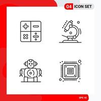 Creative Set of 4 Universal Outline Icons isolated on White Background vector