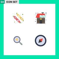 4 User Interface Flat Icon Pack of modern Signs and Symbols of camping frying eco power griddle Editable Vector Design Elements
