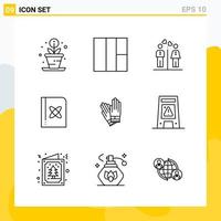 colección de 9 iconos de línea universal conjunto de iconos para web y móvil vector