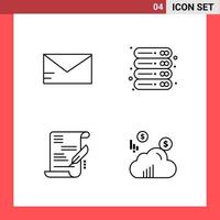 4 Icon Pack Line Style Outline Symbols on White Background Simple Signs for general designing vector