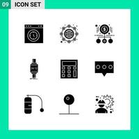 Universal Icon Symbols Group of 9 Modern Solid Glyphs of apple smartwatch globe smart watch pay Editable Vector Design Elements