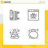 Collection of 4 Universal Line Icons Icon Set for Web and Mobile vector