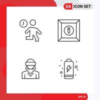 4 Universal Line Signs Symbols of clock motion people edit technology Editable Vector Design Elements