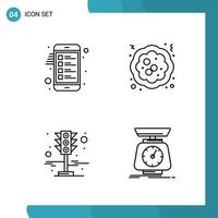 Vector Pack of 4 Outline Symbols Line Style Icon Set on White Background for Web and Mobile