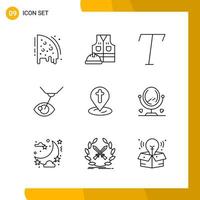 9 Icon Set Line Style Icon Pack Outline Symbols isolated on White Backgound for Responsive Website Designing vector