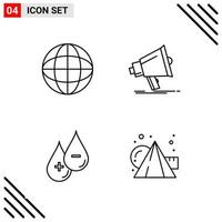 Pixle Perfect Set of 4 Line Icons Outline Icon Set for Webite Designing and Mobile Applications Interface vector