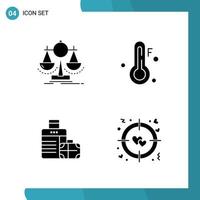 Vector Pack of 4 Glyph Symbols Solid Style Icon Set on White Background for Web and Mobile