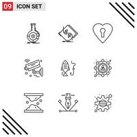 Modern Set of 9 Outlines Pictograph of wifi iot network internet of things private Editable Vector Design Elements