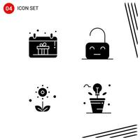 Collection of 4 Vector Icons in solid style Pixle Perfect Glyph Symbols for Web and Mobile Solid Icon Signs on White Background 4 Icons