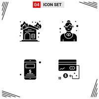 4 Icons Solid Style Grid Based Creative Glyph Symbols for Website Design Simple Solid Icon Signs Isolated on White Background 4 Icon Set vector