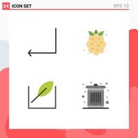 4 Creative Icons Modern Signs and Symbols of arrow tree food strawberry dustbin Editable Vector Design Elements