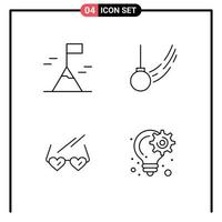 Pictogram Set of 4 Simple Filledline Flat Colors of adventure love pendulum ball wedding Editable Vector Design Elements