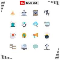 Set of 16 Modern UI Icons Symbols Signs for weather energy technology bolt prototype Editable Pack of Creative Vector Design Elements