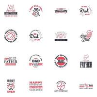 Set of fathers day 16 Black and Pink design elements Editable Vector Design Elements