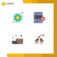 Mobile Interface Flat Icon Set of 4 Pictograms of gear tool settings devices love Editable Vector Design Elements