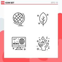 colección de 4 iconos vectoriales en estilo de línea símbolos de esquema modernos para web y signo de icono de línea móvil aislado en fondo blanco 4 iconos vector